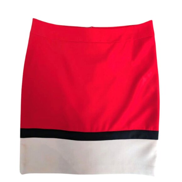 NWT Laura Petite Colorblock Red, Cream, and Black Pencil Skirt - Picture 3 of 5